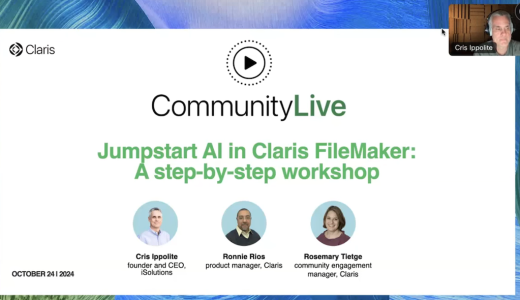 Community Live 13: Jumpstart AI in Claris FileMaker – A step by step workshop – 最速レビュー